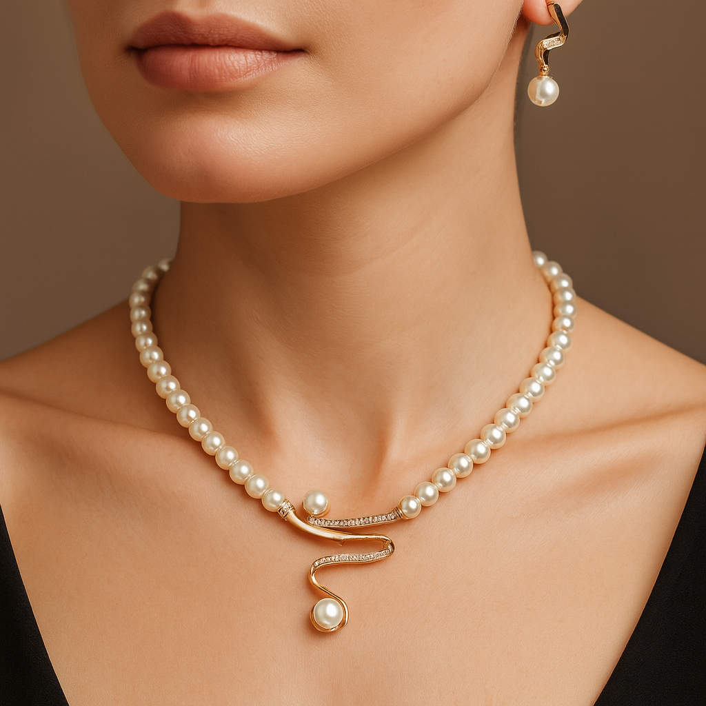 Fabienne - Colier cu perle + set de cercei