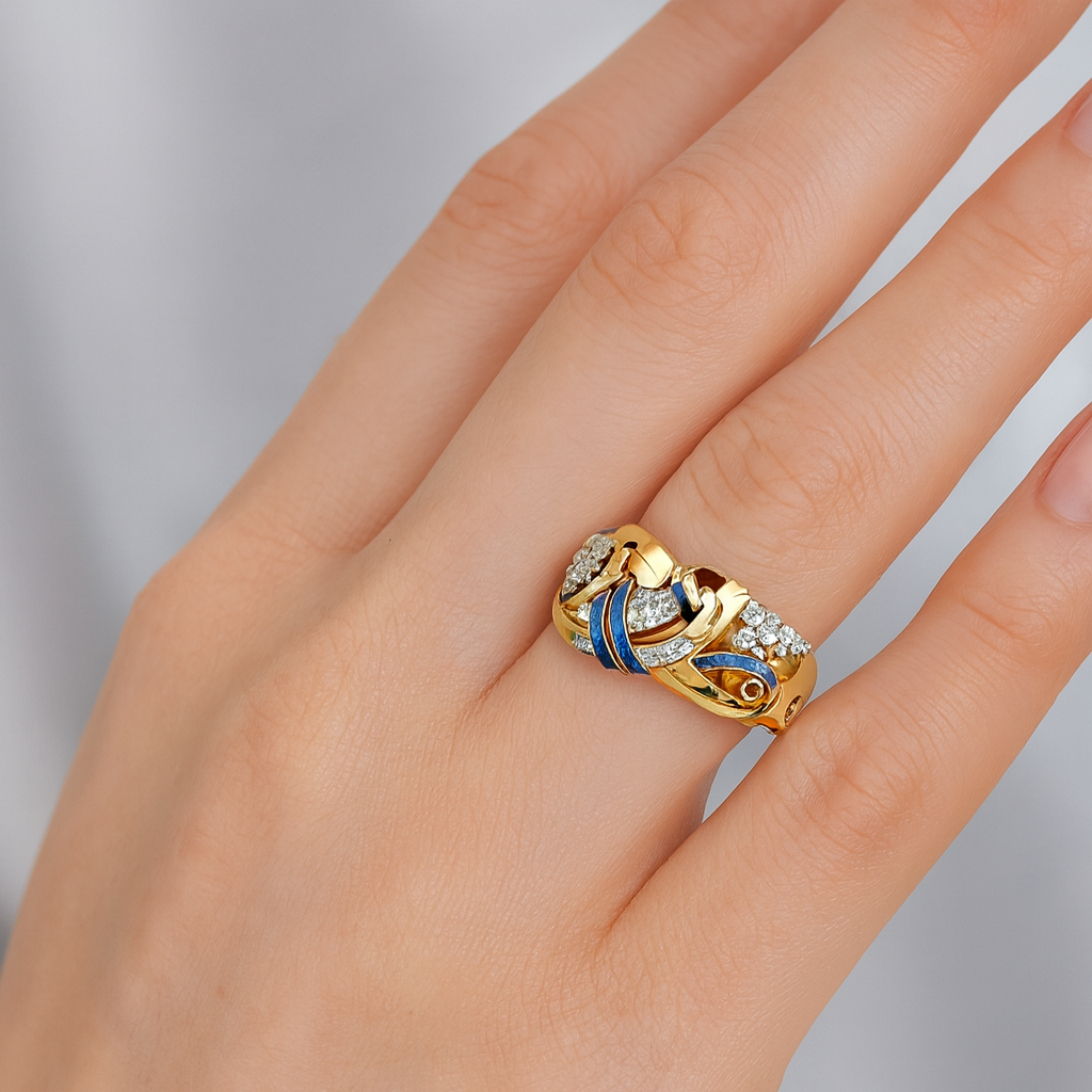 Marie - Inel Vintage cu Zirconii Aurii