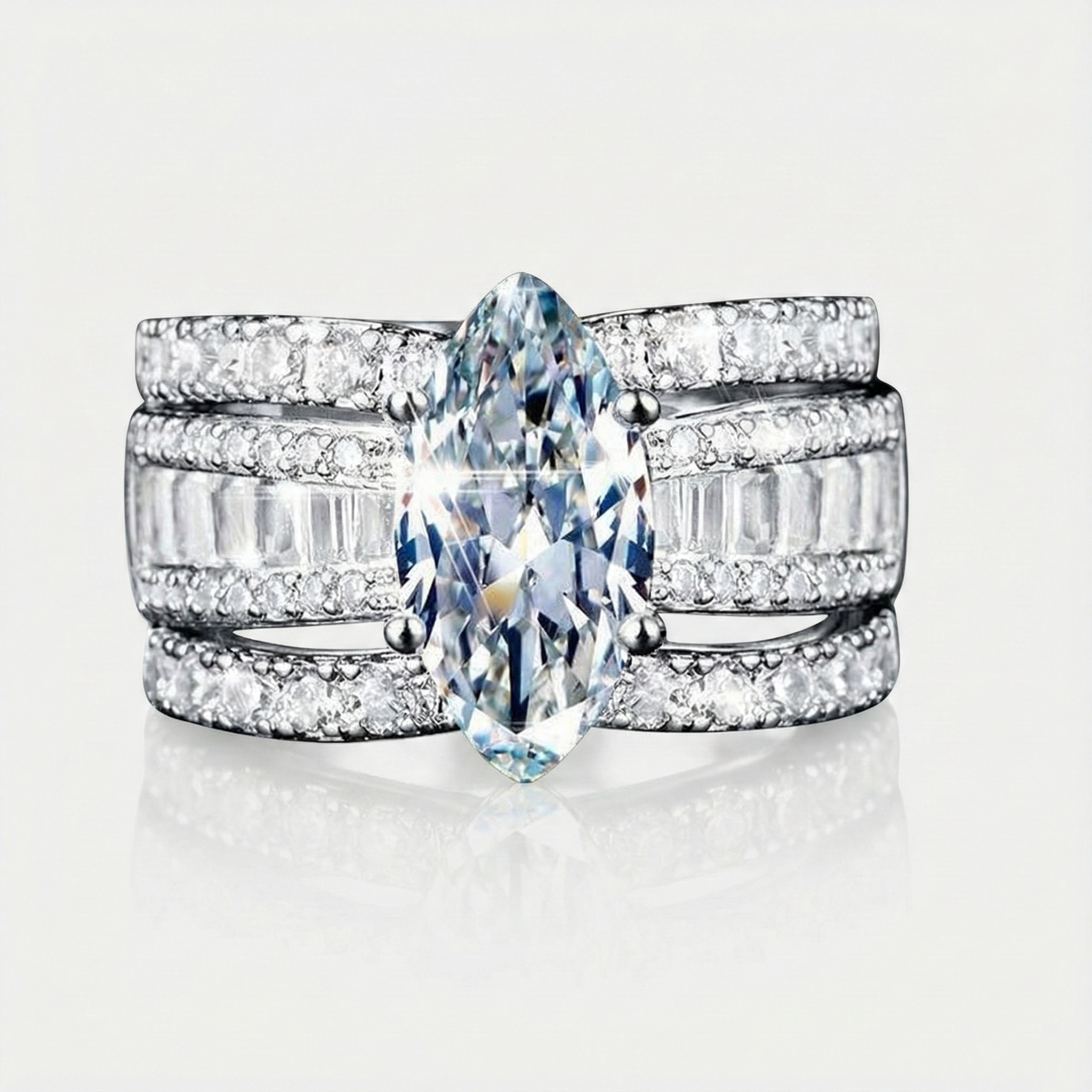 Verena – Set de inele cu cristale și accente aurii.