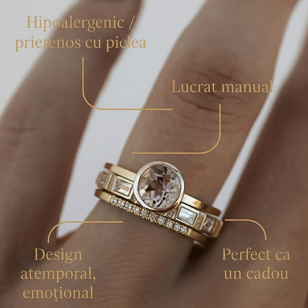 Colette - Set de inele cu cristal auriu