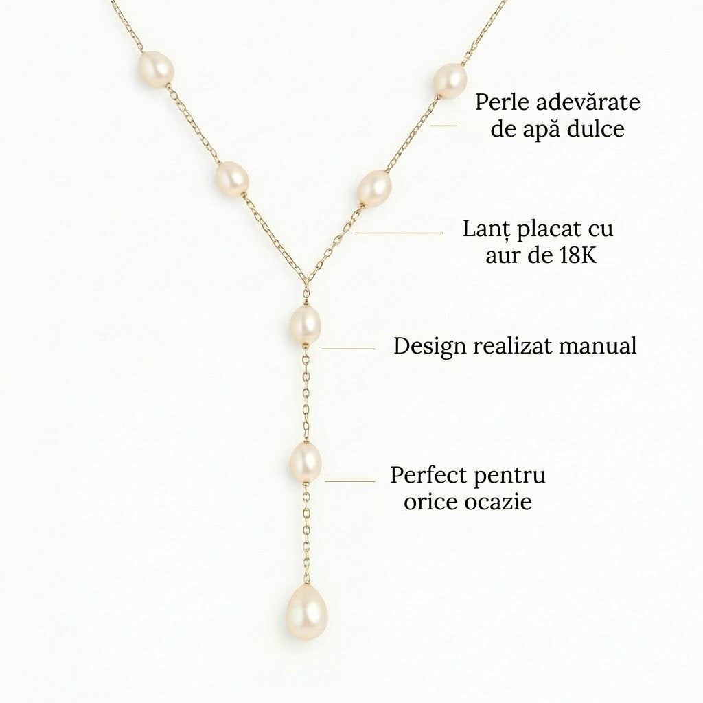 Annika - Colier vintage cu perle suspendate