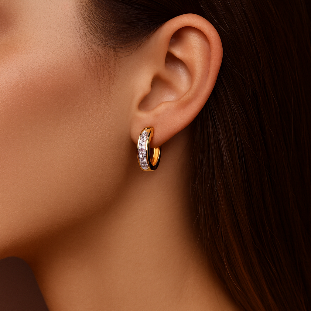 Pavlína - Cercei eleganți din aur cu cristale