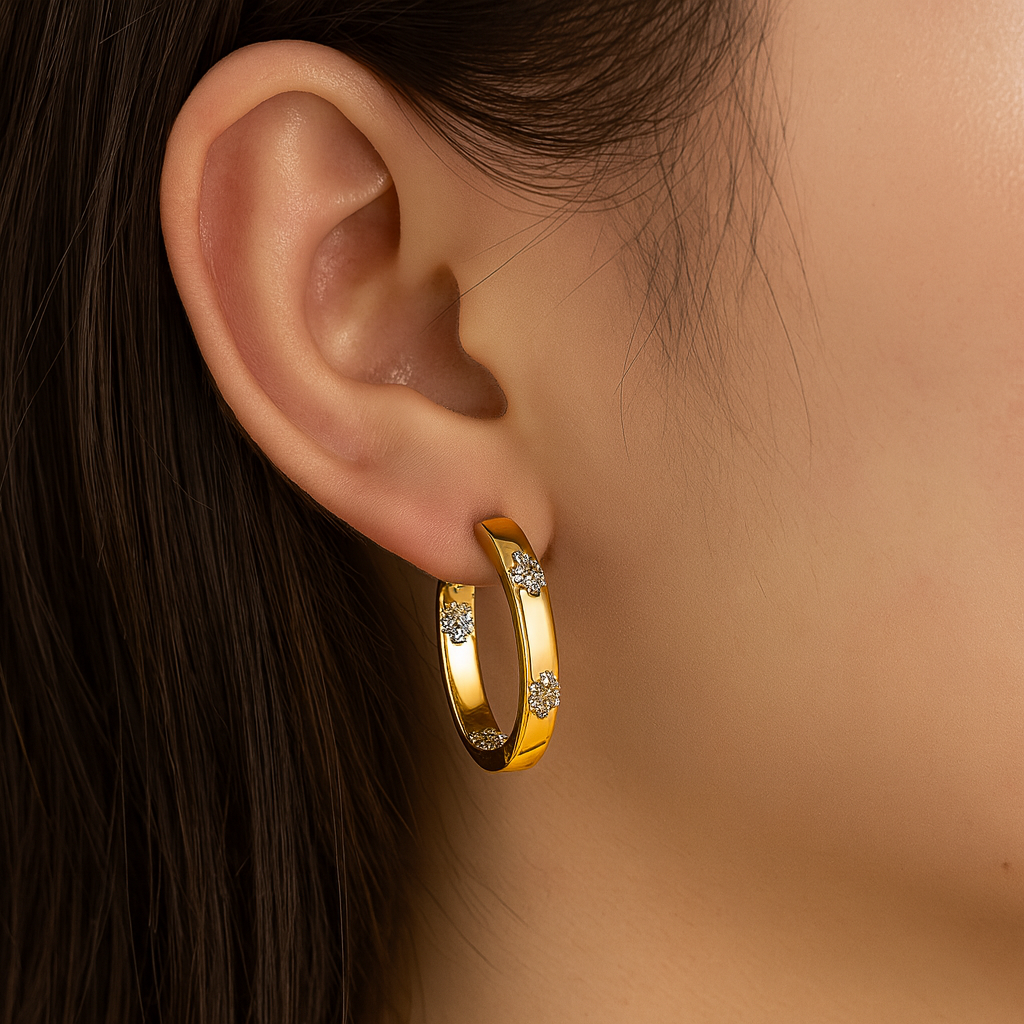 Aurelie - Cercei vintage cu flori aurii